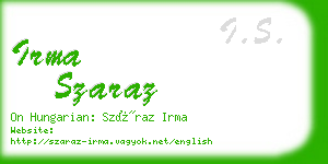 irma szaraz business card